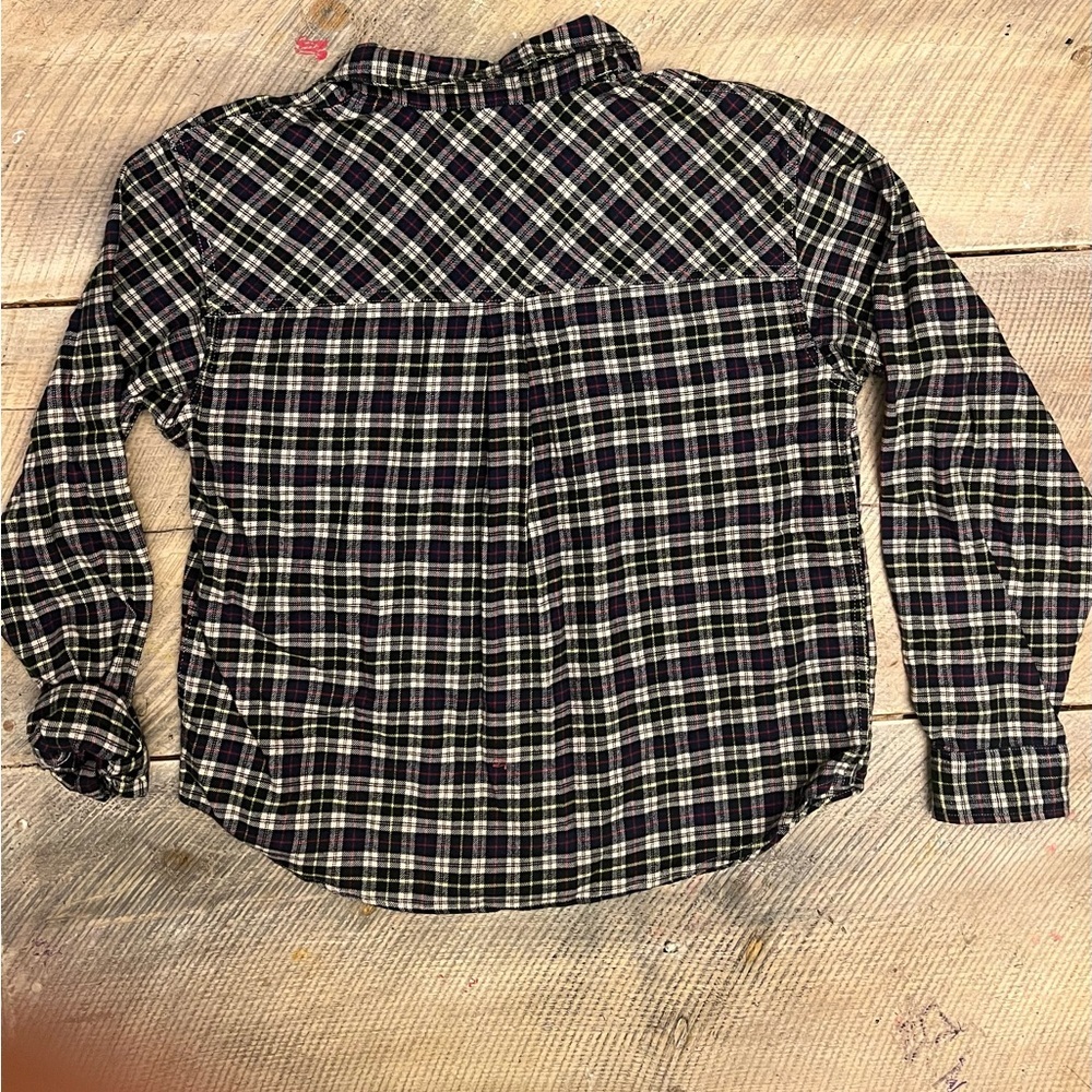 Alpine Design Women's Medium Midweight Flannel Shirt Navy Cream Plaid NWT - Picture 4 of 10